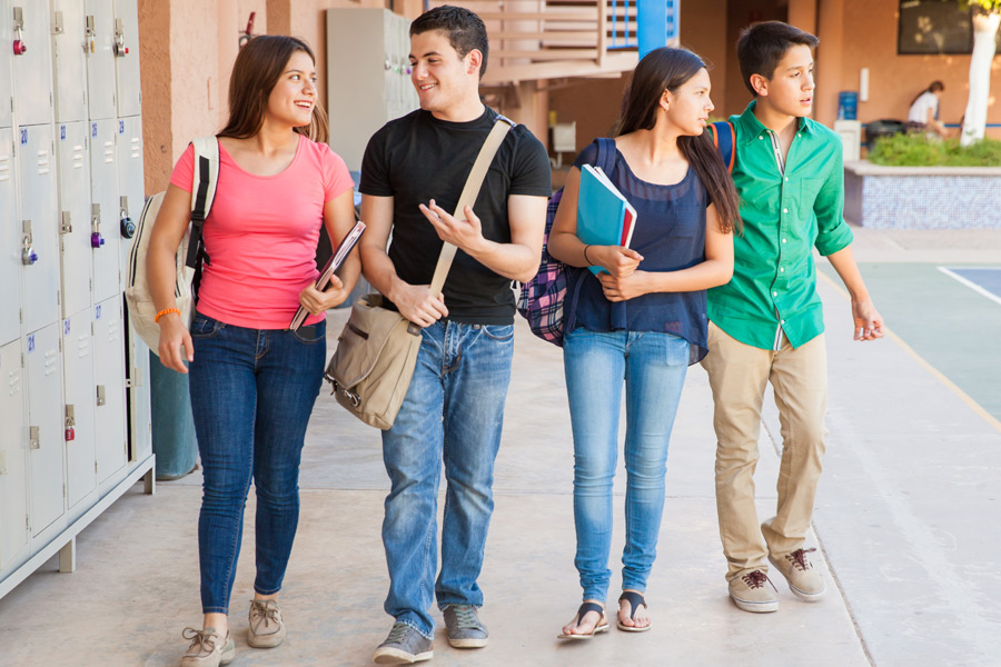 highschool kids in hallway