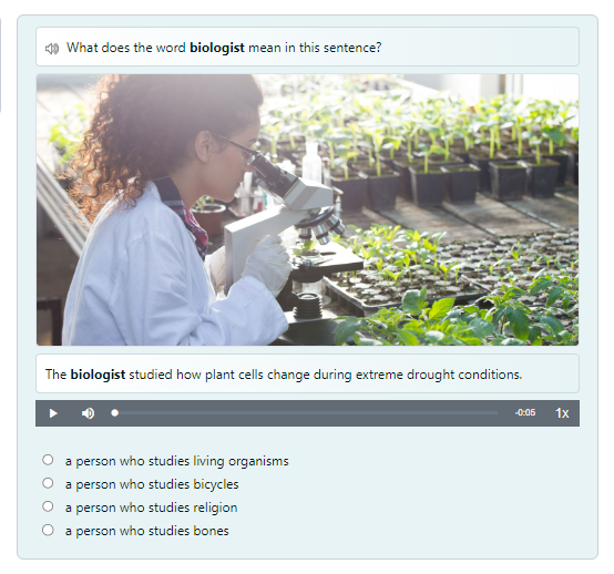 biologist image as part of learning software screen shot